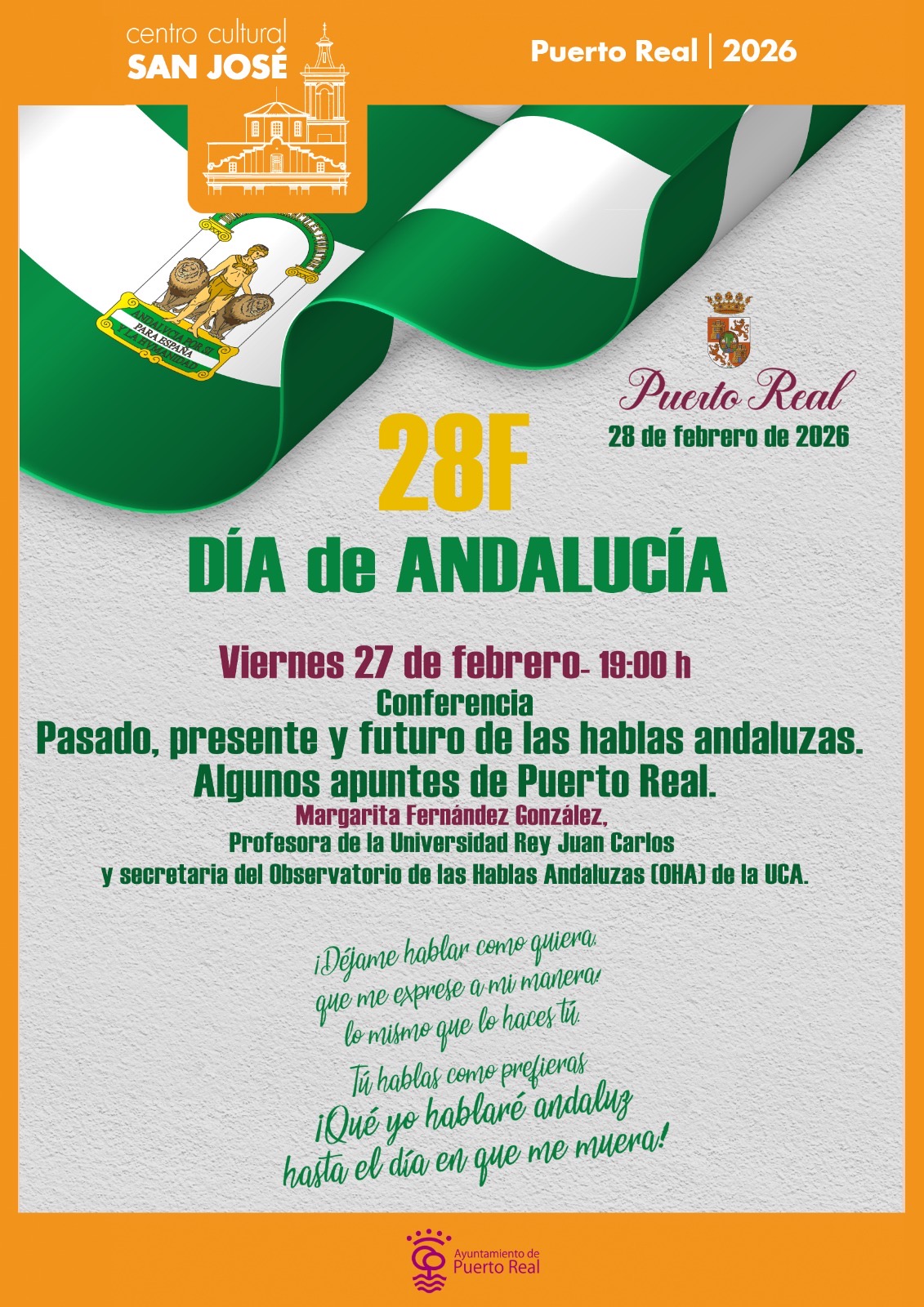 Conferencia “Pasado, presente y futuro de las hablas andaluzas. Algunos apuntes de Puerto Real”, de Margarita Fernández González.